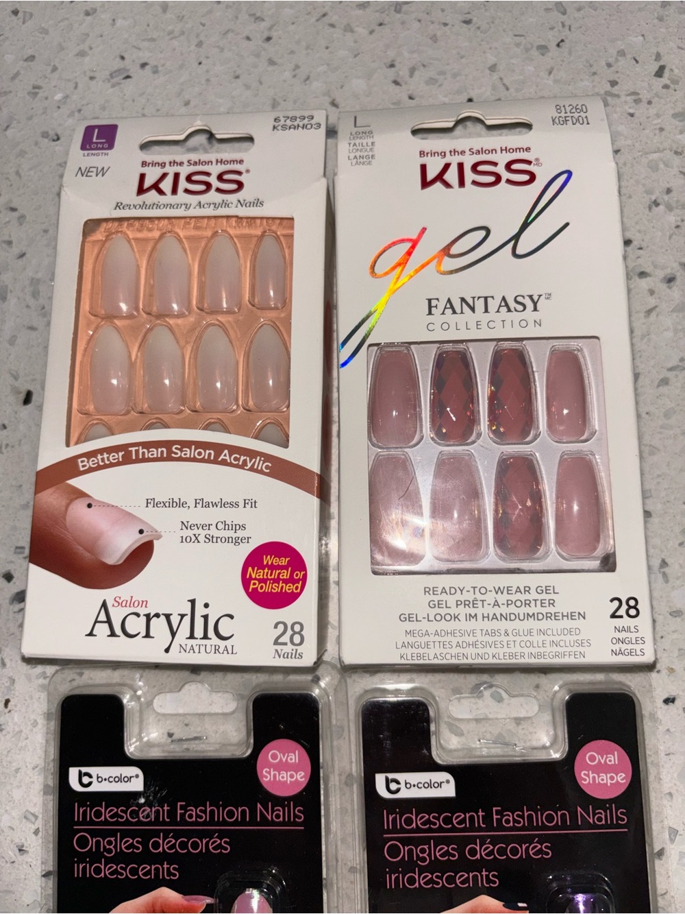 Kiss Gel & Acrylic Press-On Nail Assortment in Pink, Mauve & Iridescent Green - Picture 3 of 3
